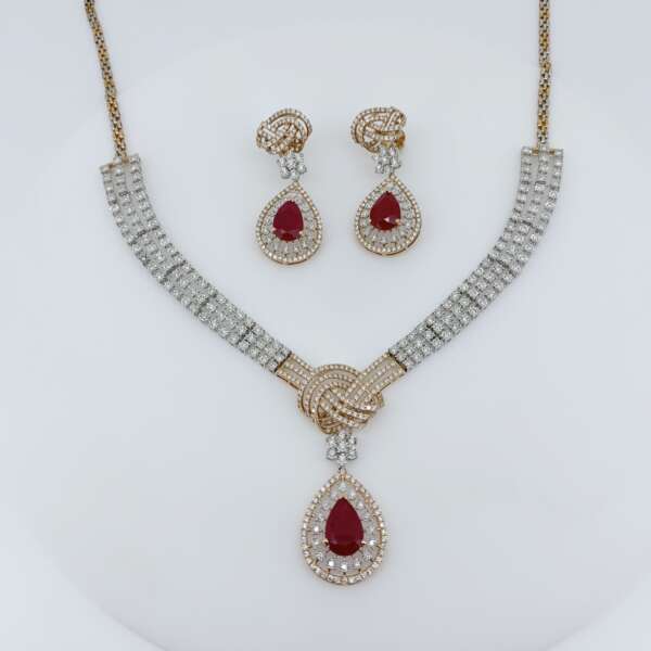 Eternal Knot Diamond Necklace Set