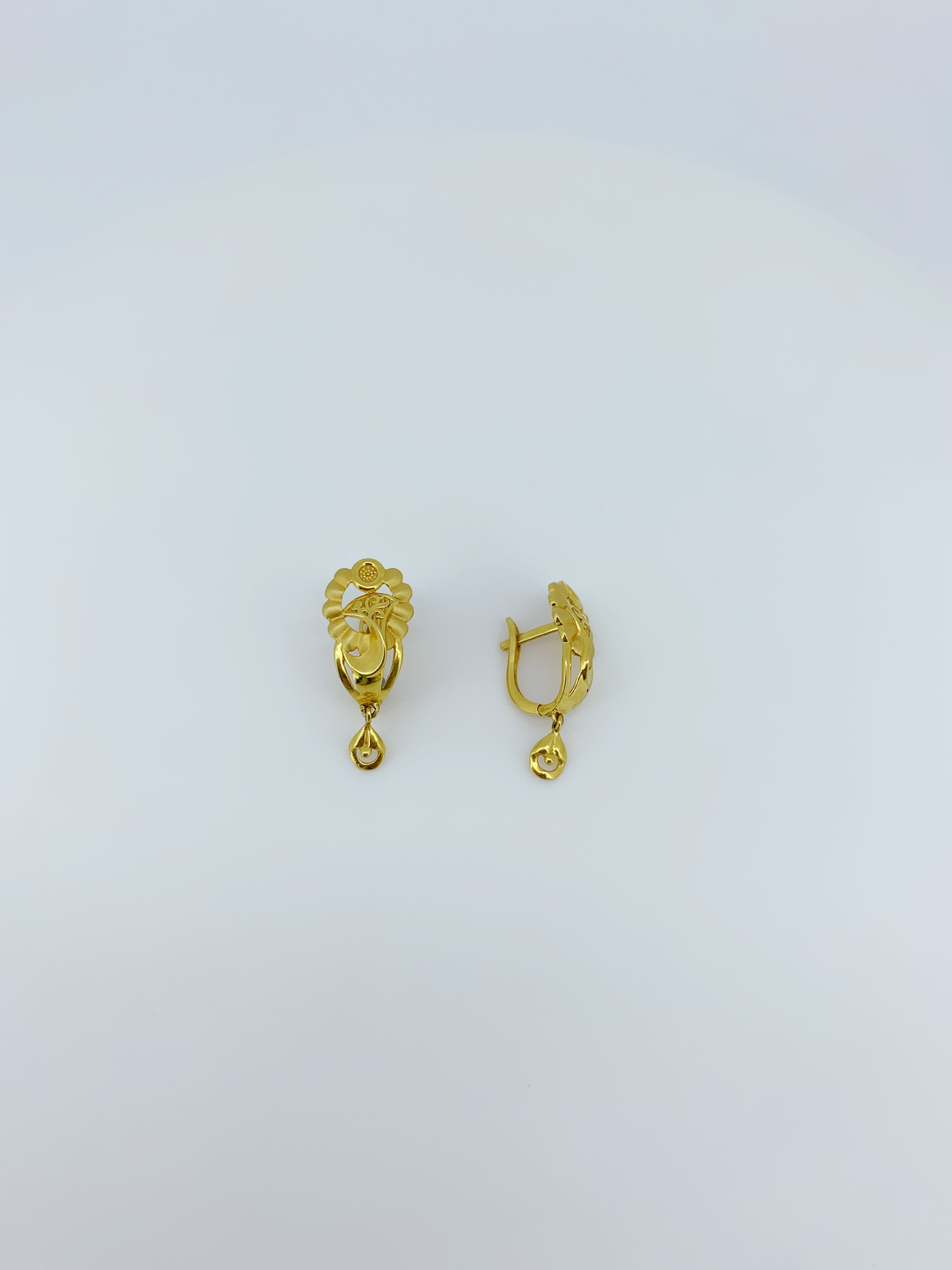 Traditional 22k Gold Bali with Floral Motif - Image 2