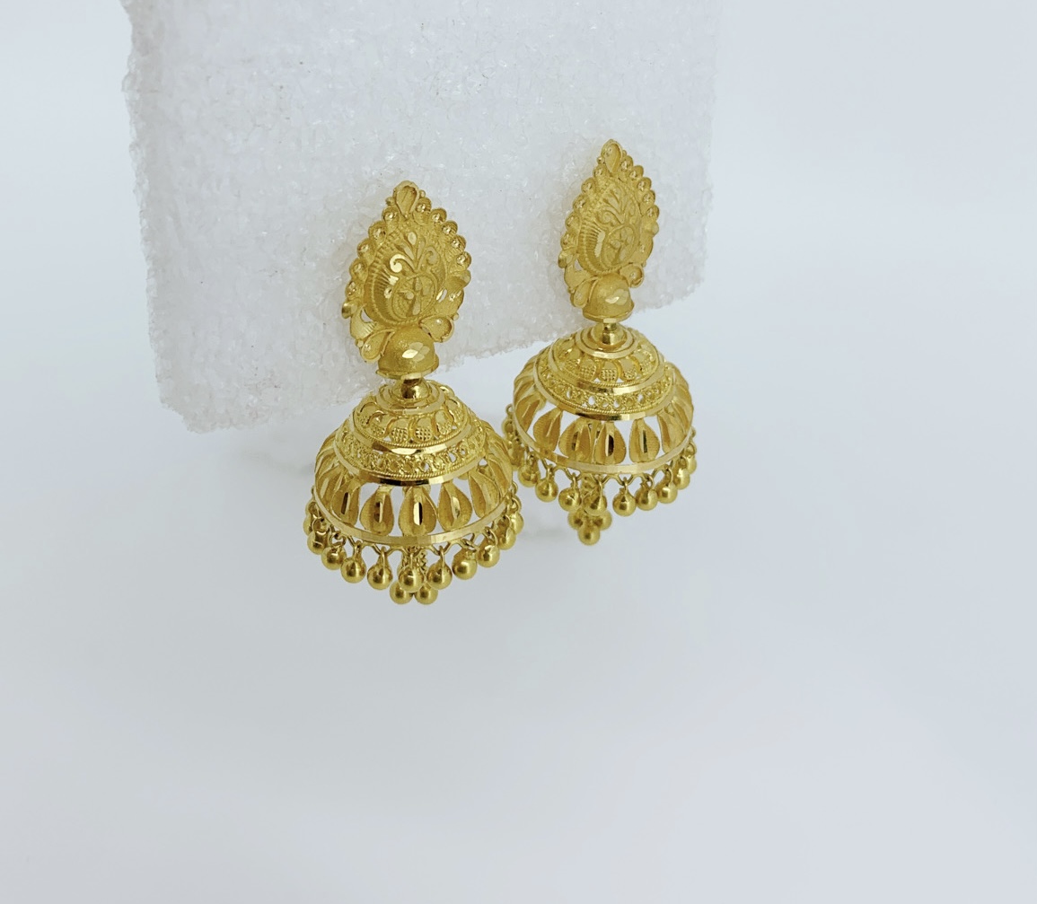 Royal Aura Gold Jhumka Earrings - Image 3