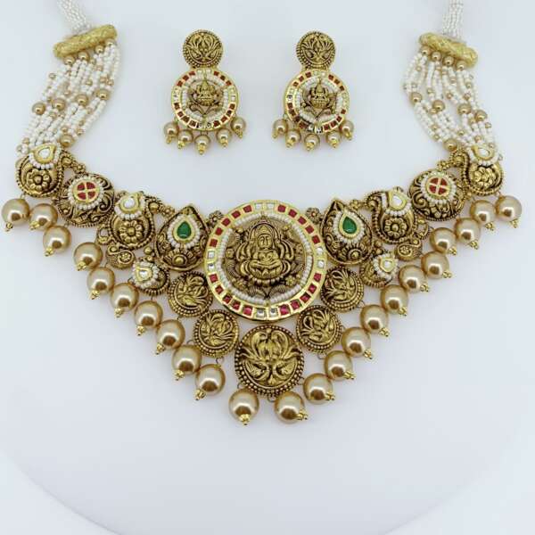 Handcrafted Antique Gold Temple Choker Set
