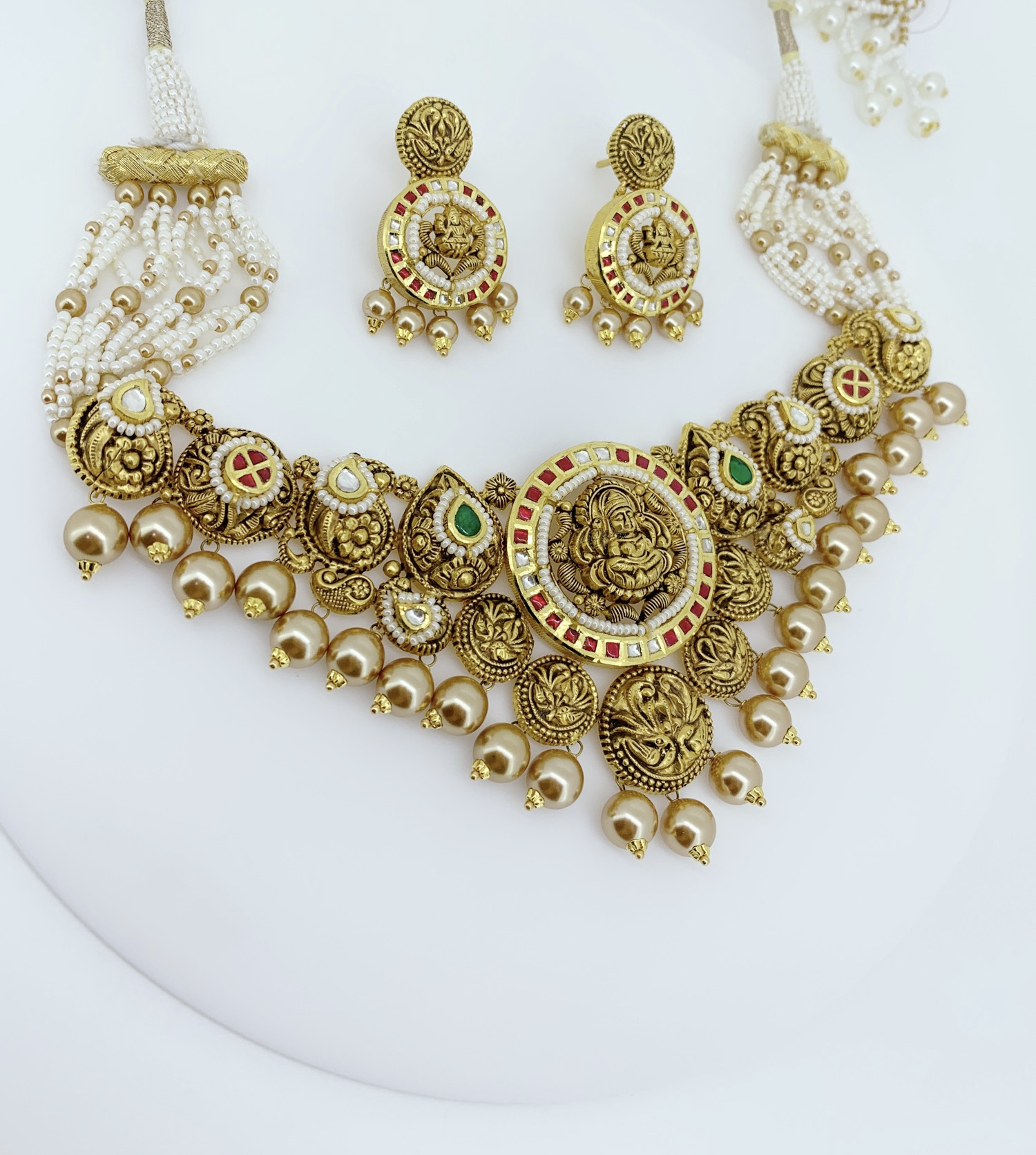 Handcrafted Antique Gold Temple Choker Set - Image 3