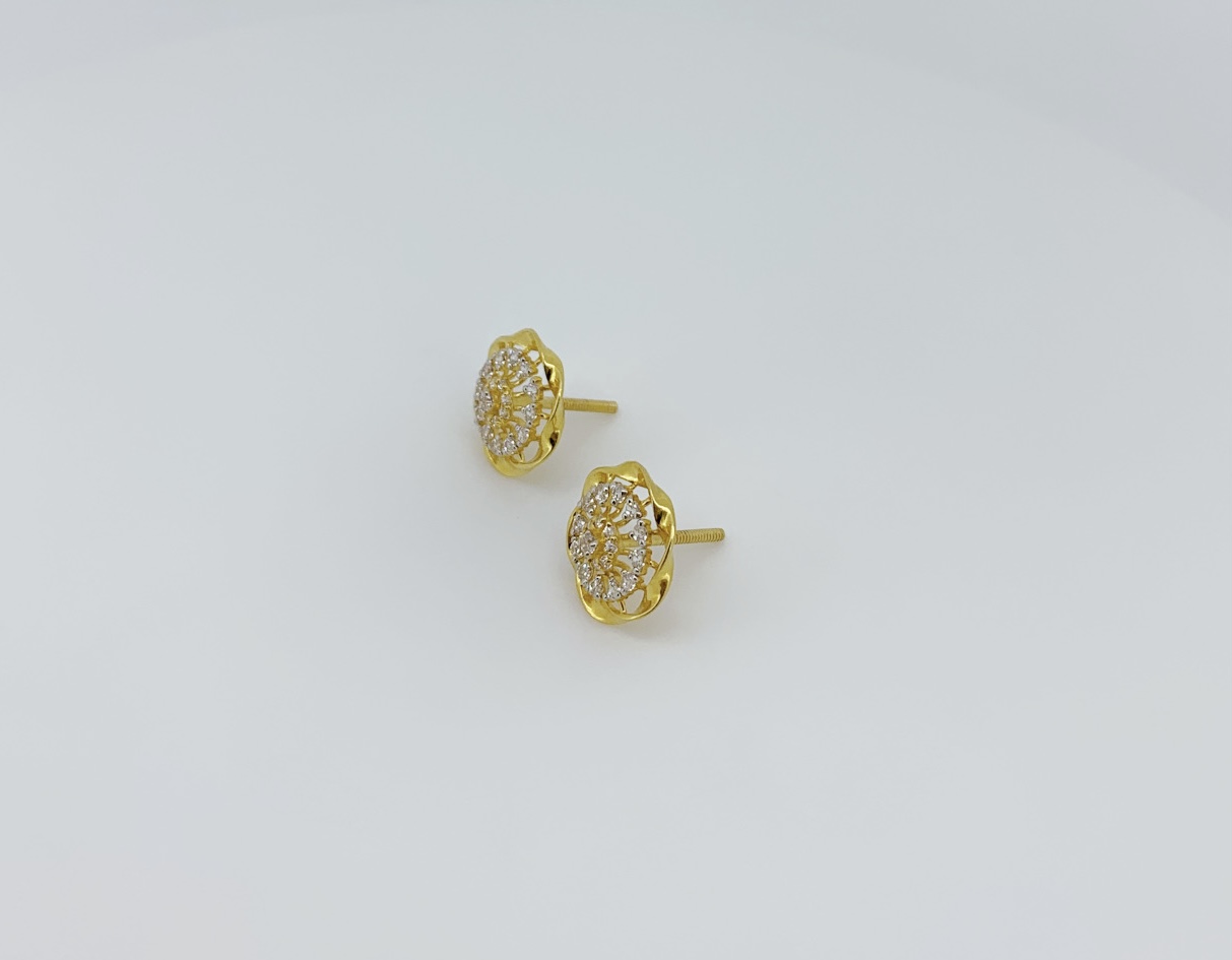 Elegant Floral Gold Earrings - Image 2