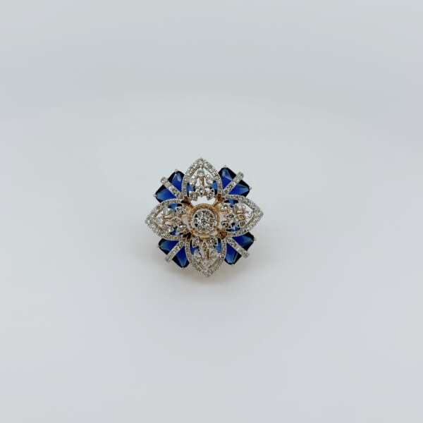 Imperial Blue Floral Halo Ring