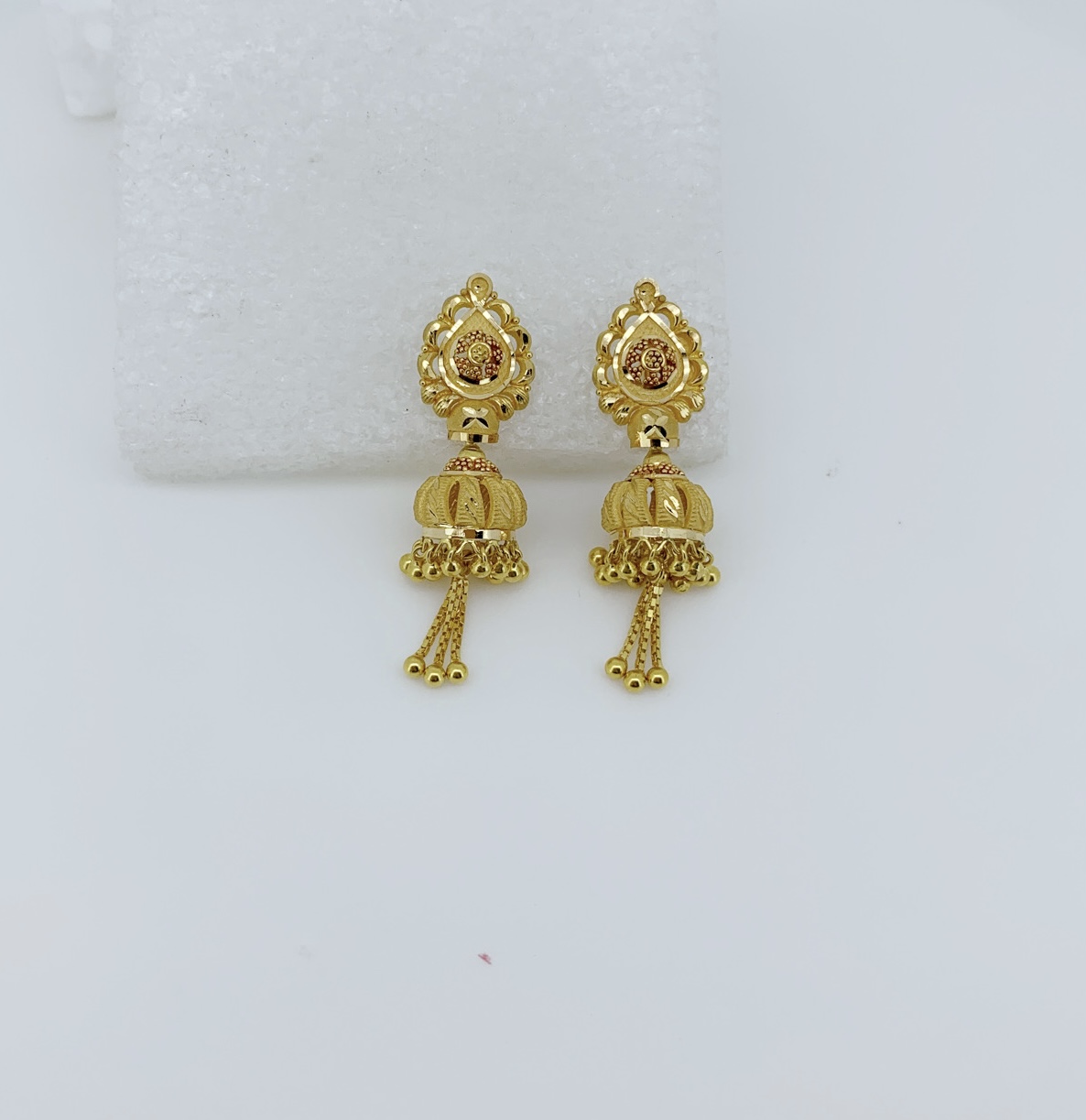 Little Melody Gold Jhunka Earrings - Image 2