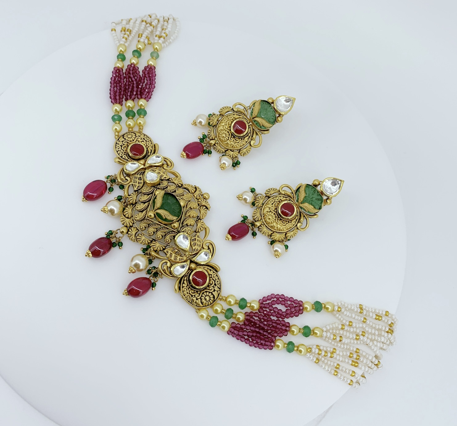 Classic South Indian Inspired Antique Choker Set - Image 2