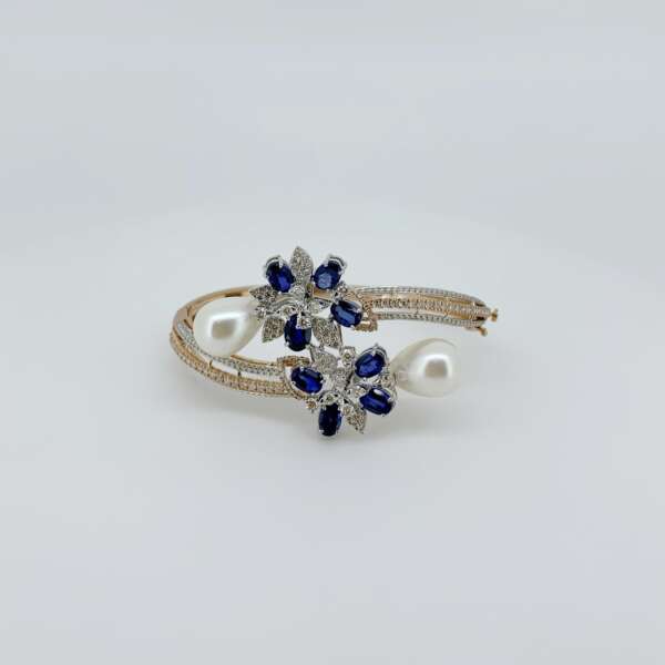 Exquisite Blue Floral Diamond Bracelet